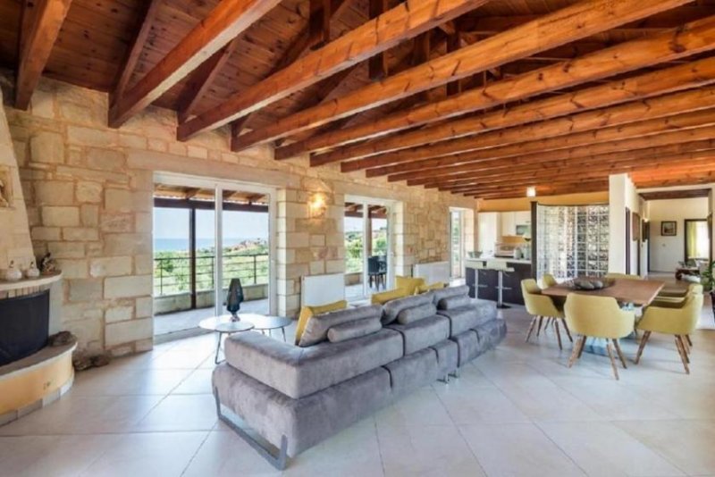 Agia Marina Kreta, Agia Marina: Luxuriöse Steinvilla mit Meer- und Sonnenuntergangsblick zu verkaufen Haus kaufen